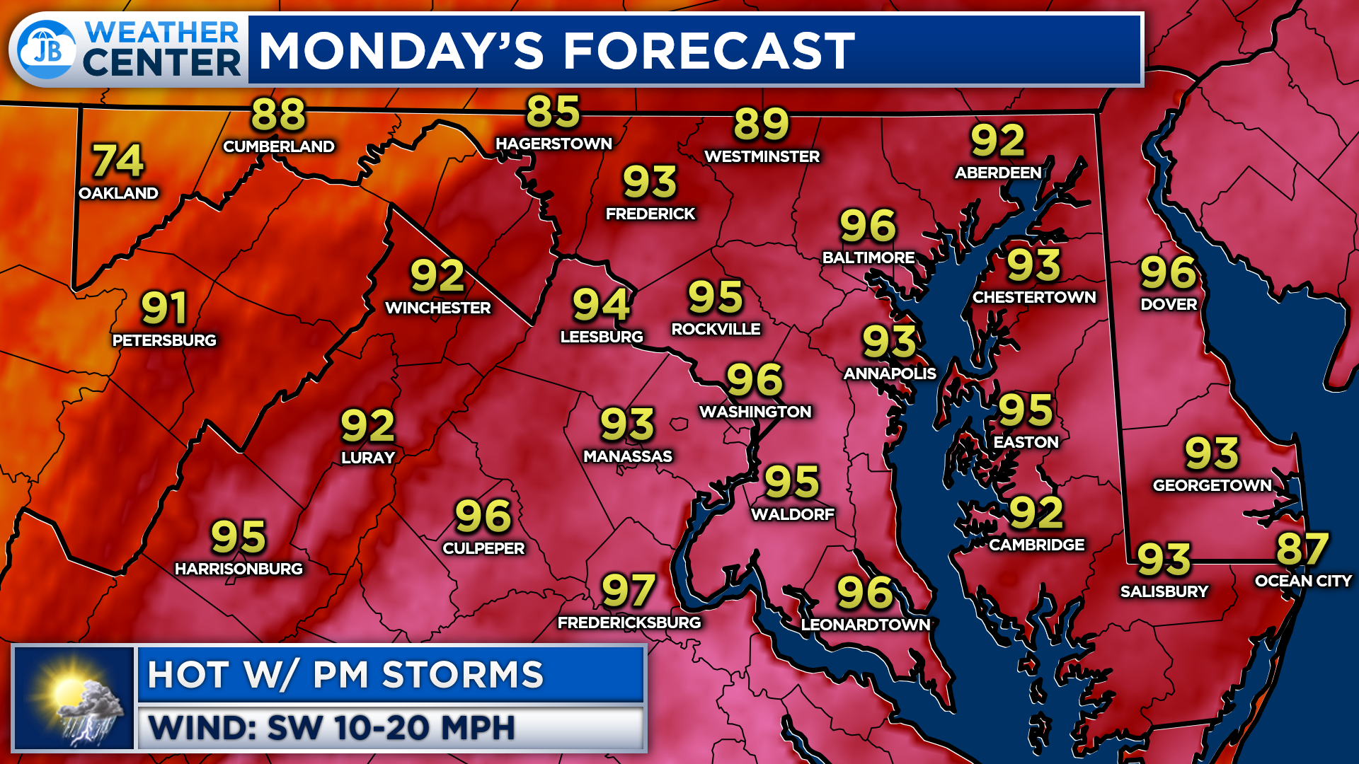 Monday's Forecast: Hot & Potentially Stormy Day - JB Weather