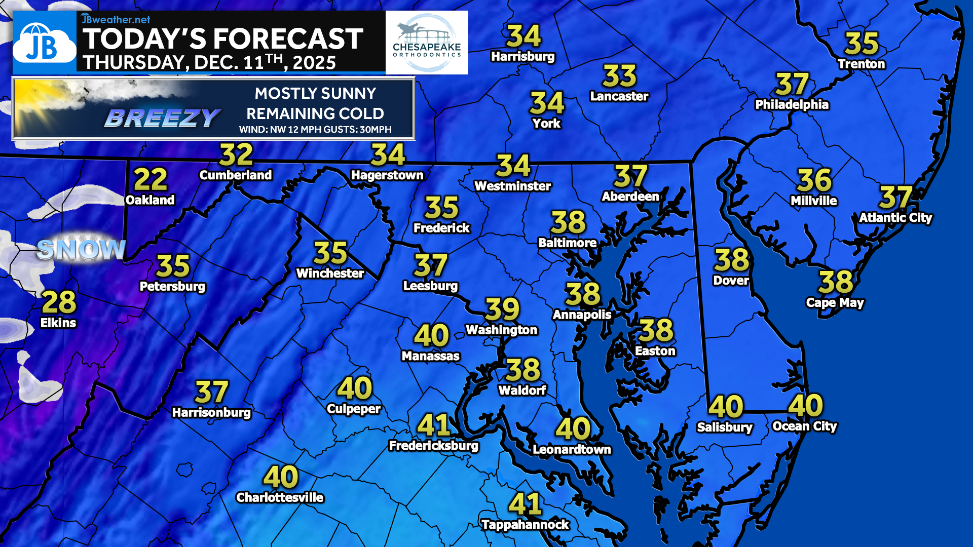 Thursday’s Forecast: Cold December Day with Breezy Winds