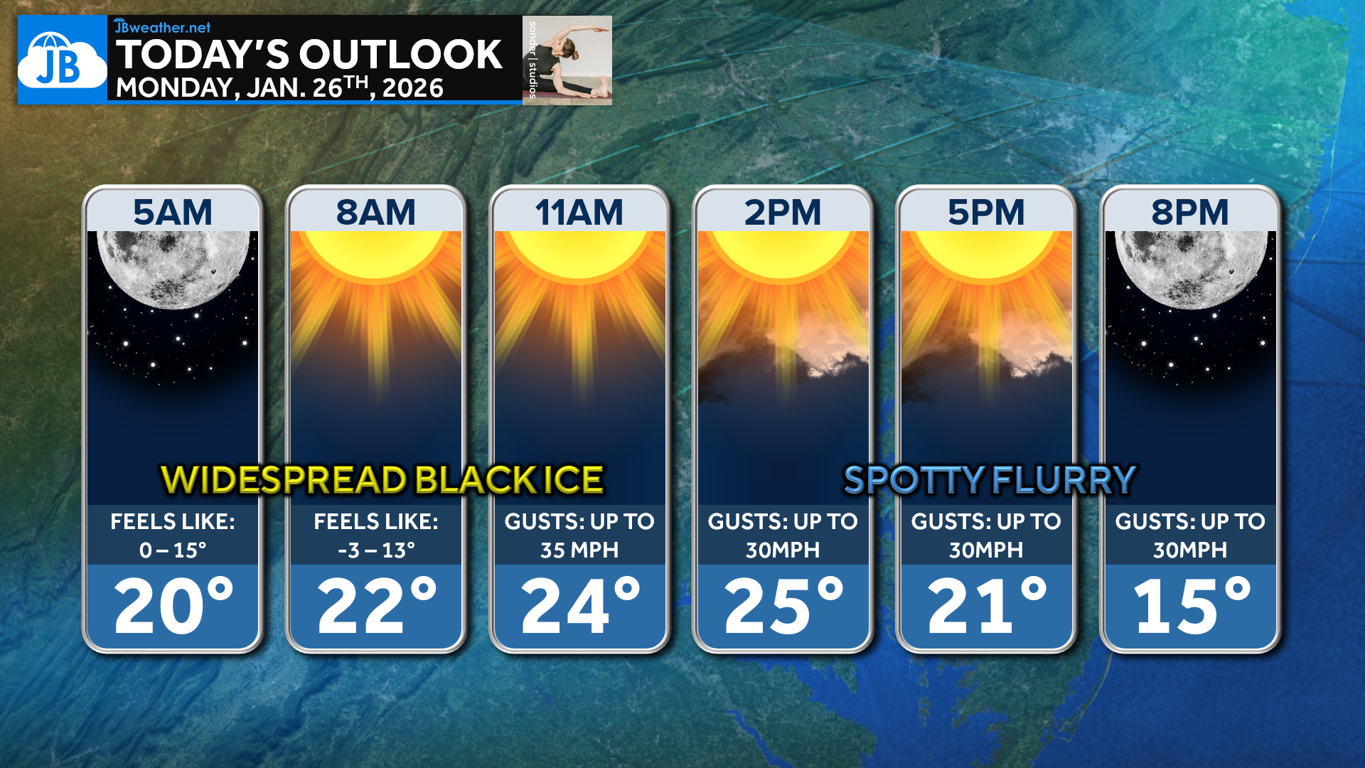 Monday’s Forecast: Storm Moves Out, Arctic Cold Moves In