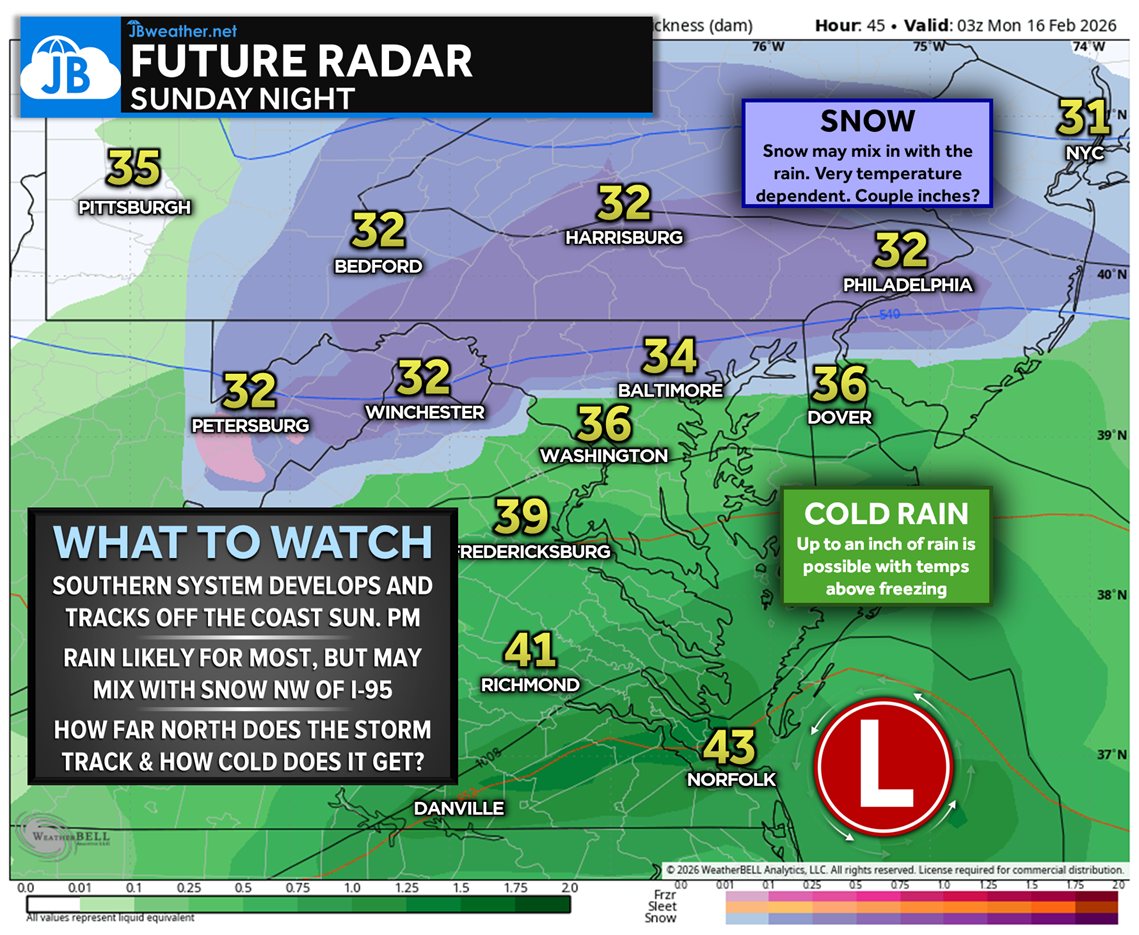 Sunday PM Rain Could Lead to a Quick Snow Surprise…