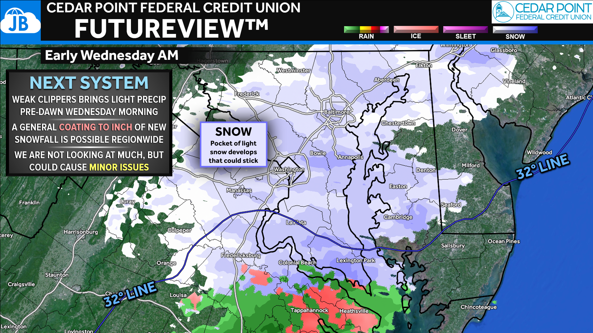 Minor Snow Risk Ahead of Wednesday Morning Commute