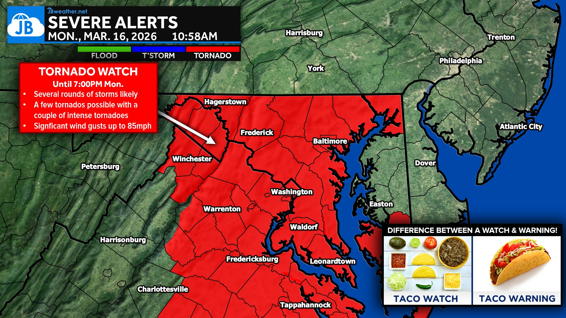 #BREAKING: Tornado WATCH Issued Until 7PM